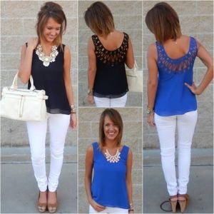 NWT Lost April Blue Chiffon Top